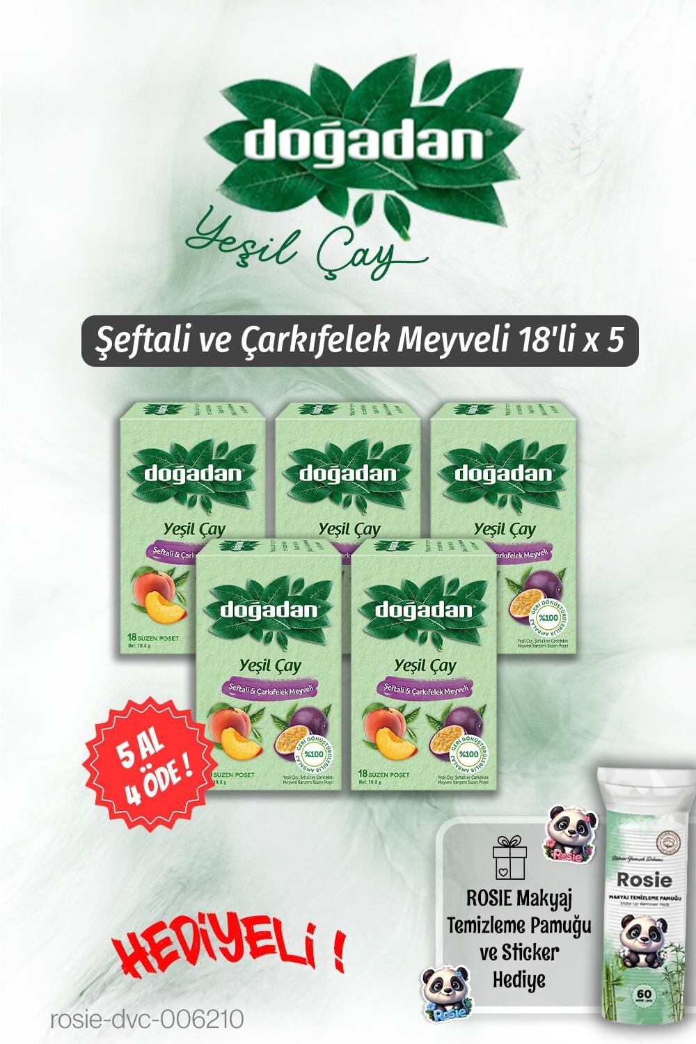 Doğadan 5 AL 4 ÖDE Şeftali ve Çarkıfelek Yeşil Çay 18'li ve Rosie