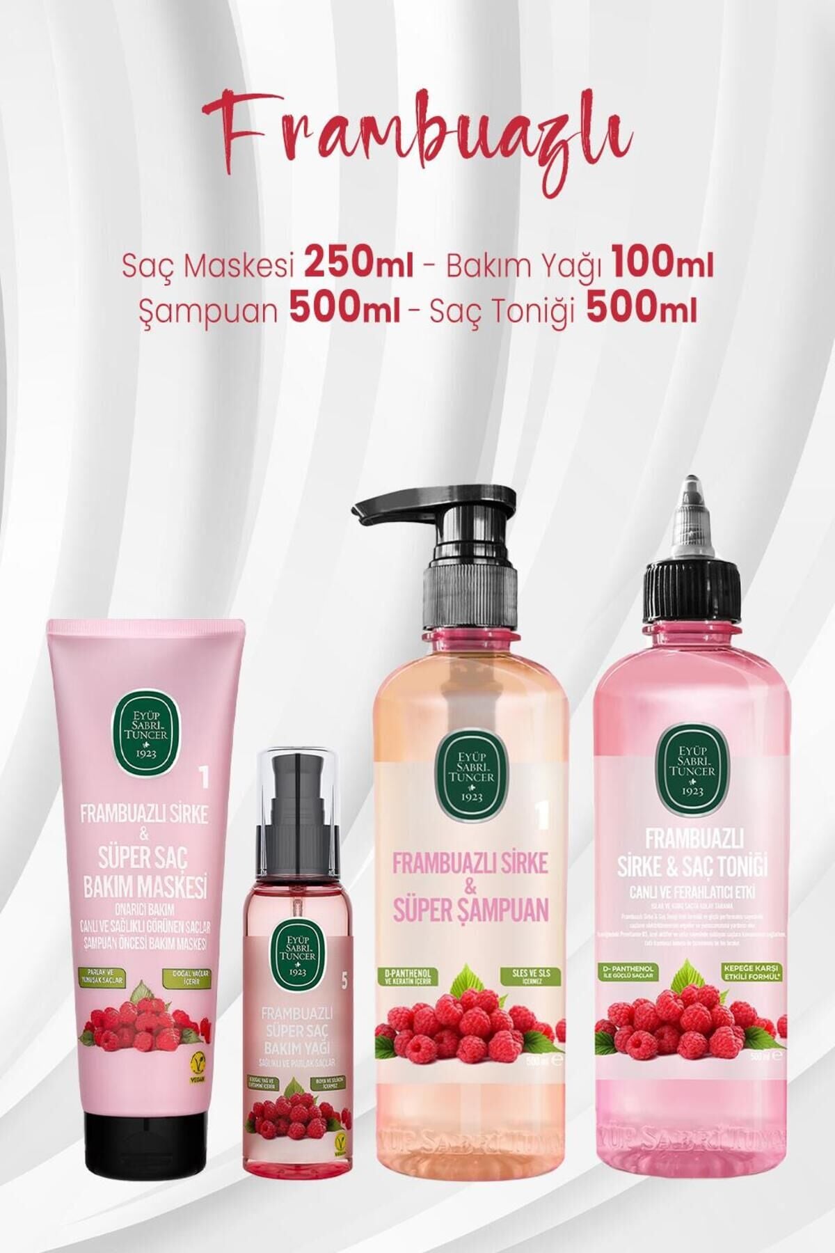 Eyüp Sabri Tuncer Frambuazlı Saç Maskesi 250 Ml, Saç Yağı 100 Ml, Şampuan 500 ml Ve Toniği 500 ml