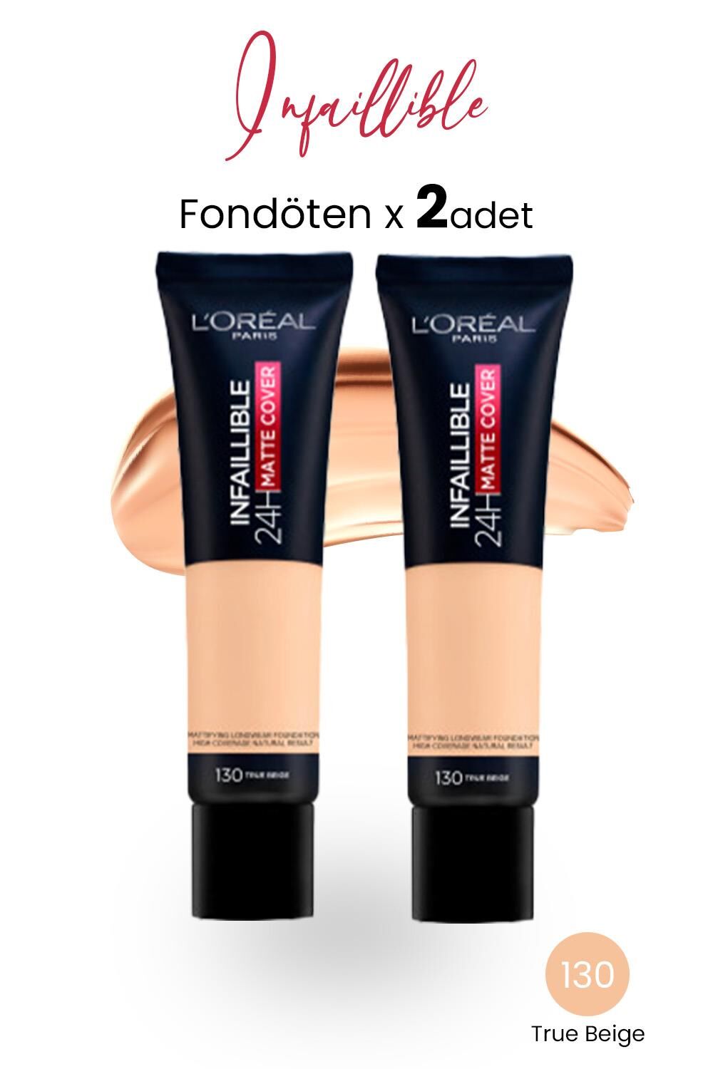 Loreal Paris Infaillible 24H Matte Cover Fondöten True Beige 130 x 2 Adet