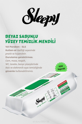 Sleepy 100' lü Beyaz Sabunlu Yüzey Havlusu 6 AL 5 Öde Hediyeli