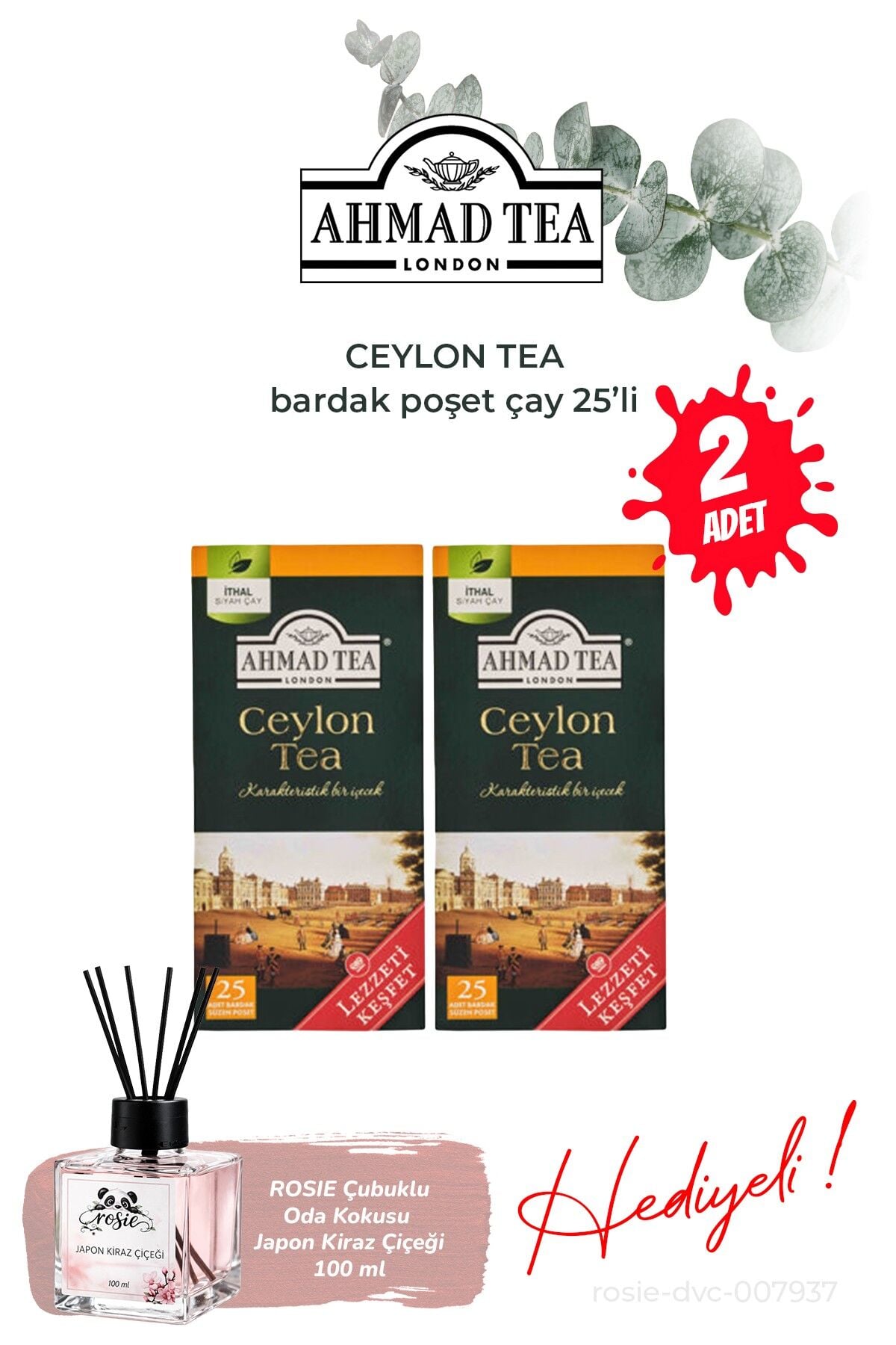 Ceylon Tea 25'li Bardak Poşet Çay 2 paket ve Oda Kokusu
