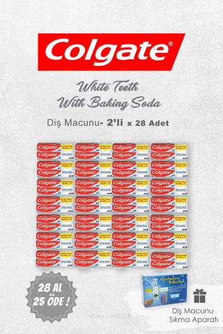 Colgate White Teeth 28 AL 25 ÖDE 2'li 75 ml, Diş Macunu Sıkma Aparatı Hediye