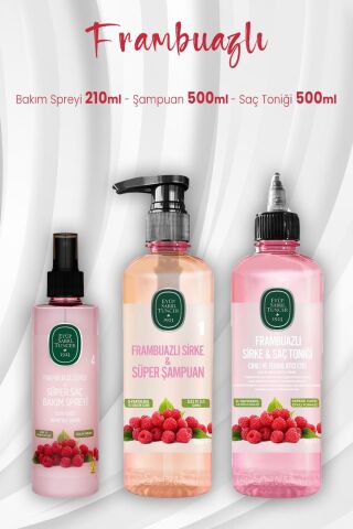 Eyüp Sabri Tuncer Frambuazlı Saç Bakım Spreyi 210 ml, Şampuan 500 ml ve Saç Toniği 500 ml