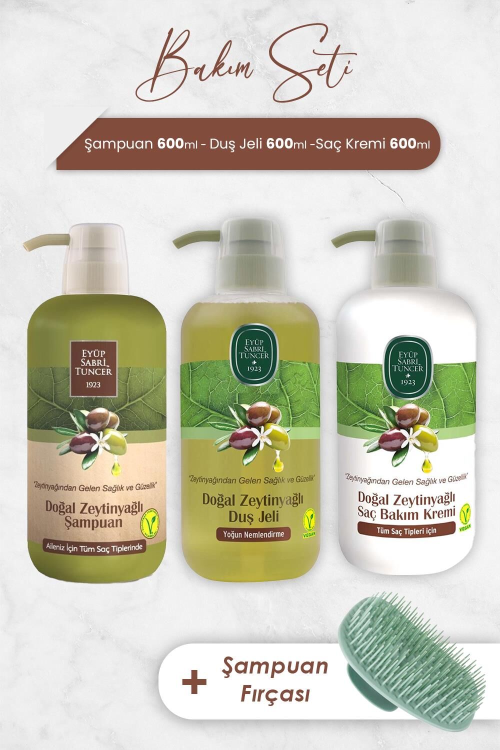 Eyüp Sabri Tuncer Zeytinyağlı Şampuan, Duş Jeli, Saç Kremi ve Şampuan Fırçası