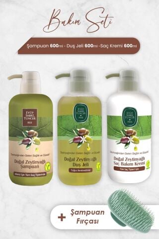 Eyüp Sabri Tuncer Zeytinyağlı Şampuan, Duş Jeli, Saç Kremi ve Şampuan Fırçası