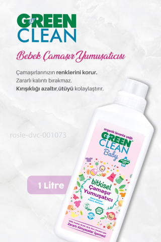 Green Clean Baby Çamaşır Deterjanı 5 lt, Çamaşır Yumuşatıcızı 1 lt, Leke Çıkarıcı 1 lt ve ROSIE