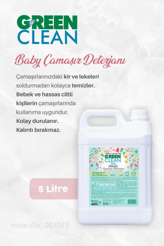 Green Clean Baby Çamaşır Deterjanı 5 lt, Çamaşır Yumuşatıcızı 1 lt, Leke Çıkarıcı 1 lt ve ROSIE