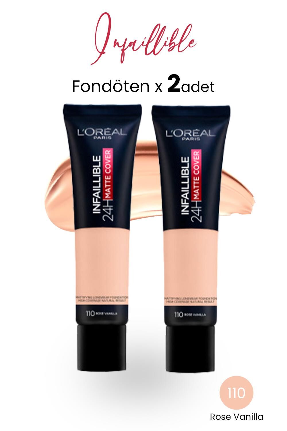 Loreal Paris Infaillible 24H Matte Cover Fondöten Rose Vanilla 110 x 2 Adet
