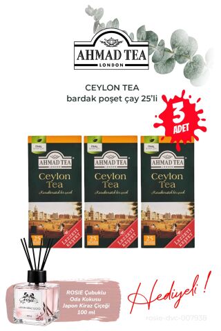 Bardak Poşet Çay 25'li Ceylon Tea 3 paket ve Oda Kokusu