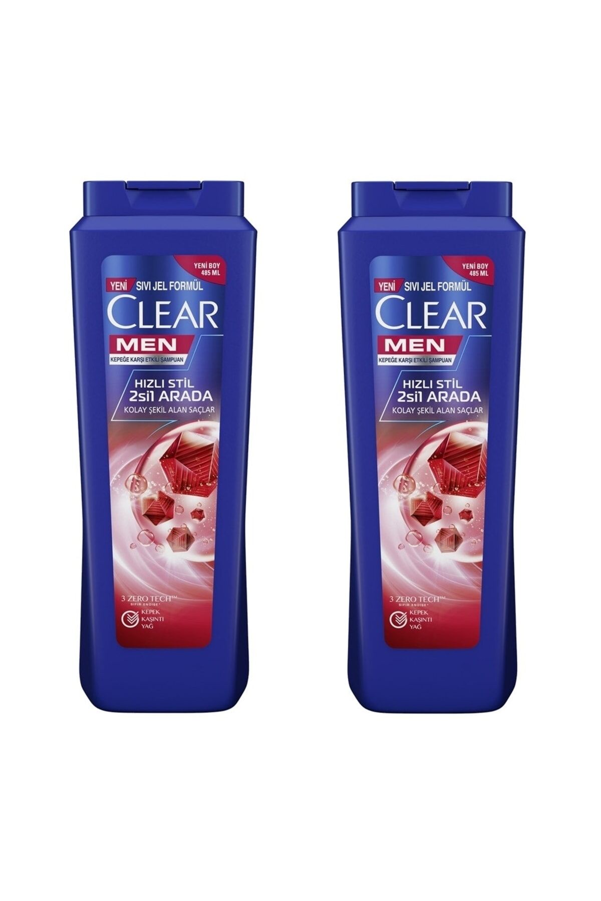 Clear Kepeğe Karşı Etkili Hızlı Stil 2'si 1 Arada Şampuan 485 ml x 2