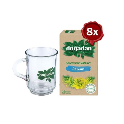 Doğadan Rezene Bitki Çayı 20' li x 8 ve Doğadan Cam Bardak Hediyeli