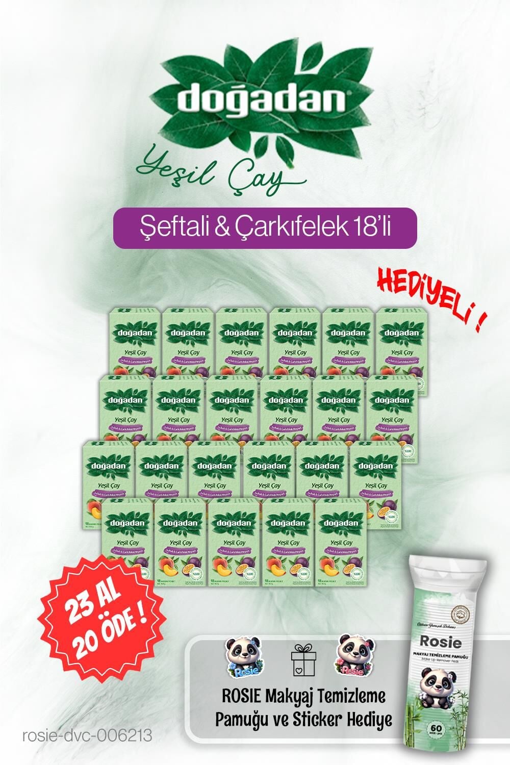 Doğadan 23 AL 20 ÖDE 18'li Yeşil Çay Şeftali ve Çarkıfelek ve Rosie