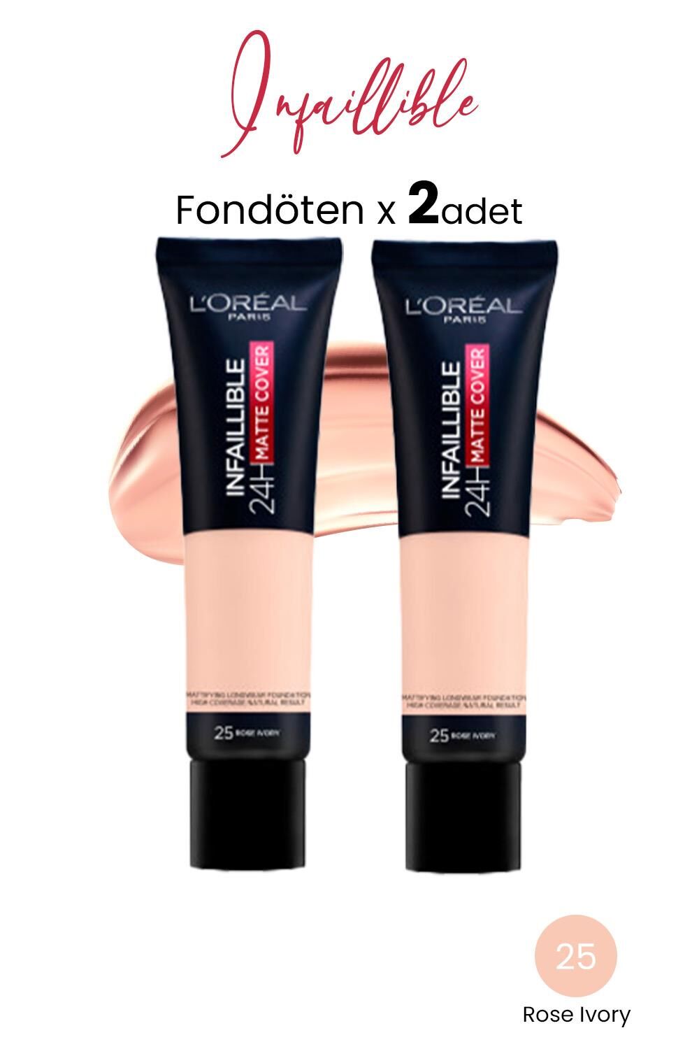 Loreal Paris Infaillible 24H Matte Cover Fondöten Rose Ivory 25 x 2 Adet