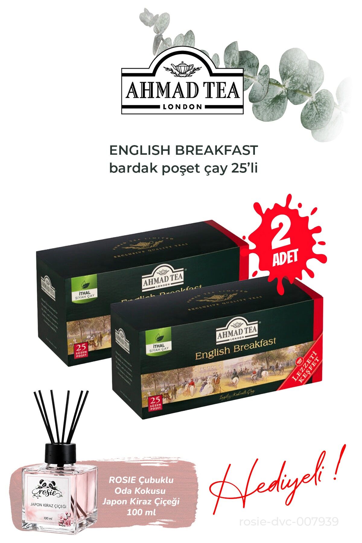 English Breakfast 25'li Bardak Poşet Çay 2 paket ve Oda Kokusu