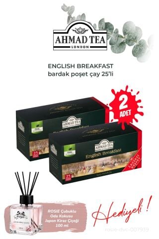English Breakfast 25'li Bardak Poşet Çay 2 paket ve Oda Kokusu