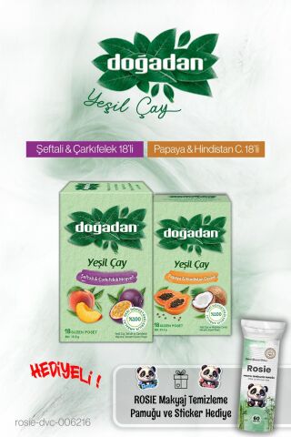 Doğadan Papaya Hindistan Ceviz ve Şeftali Çarkıfelek 18'li ve Rosie Hediyeli