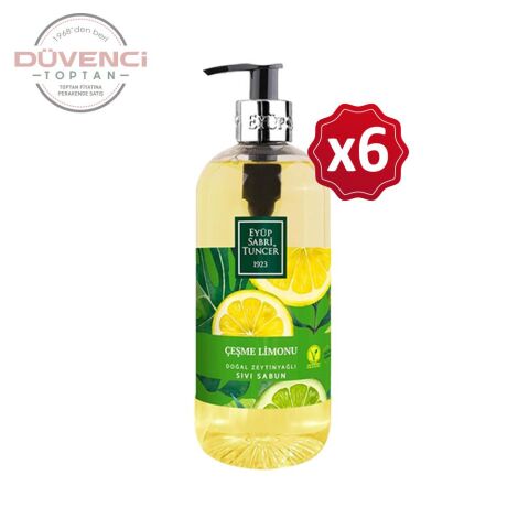Eyüp Sabri Tuncer Doğal Zeytinyağlı Sıvı Sabun Çeşme Limonu 500 ml x 6 Adet