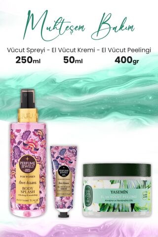 Eyüp Sabri Tuncer Peeling Yasemin 400 gr, Love Kisses El Kremi 50 ml ve Body Splash 250 ml
