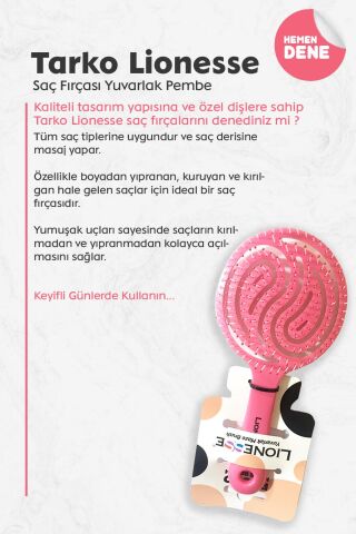 Tarko Lionesse Saç Fırçası Yuvarlak Pembe