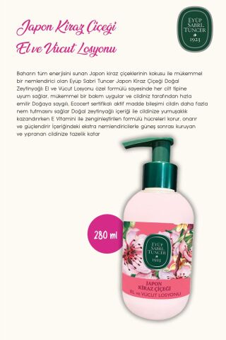 Eyüp Sabri Japon Kiraz Çiçeği Sıvı Sabun 500 ml, El ve Vücut Losyonu 280 ml ve Rosie Pamuk