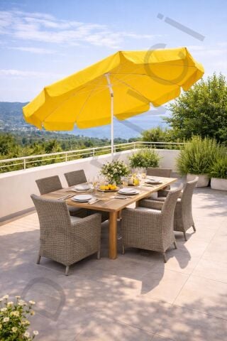 Sarı Plaj Şemsiyesi 200 cm çap /10 telli, Polyester Kumaş