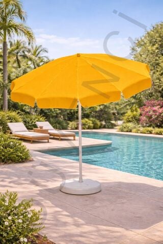 Sarı Plaj Şemsiyesi 200 cm çap /10 telli, Polyester Kumaş