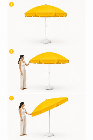 Sarı Plaj Şemsiyesi 200 cm çap /10 telli, Polyester Kumaş