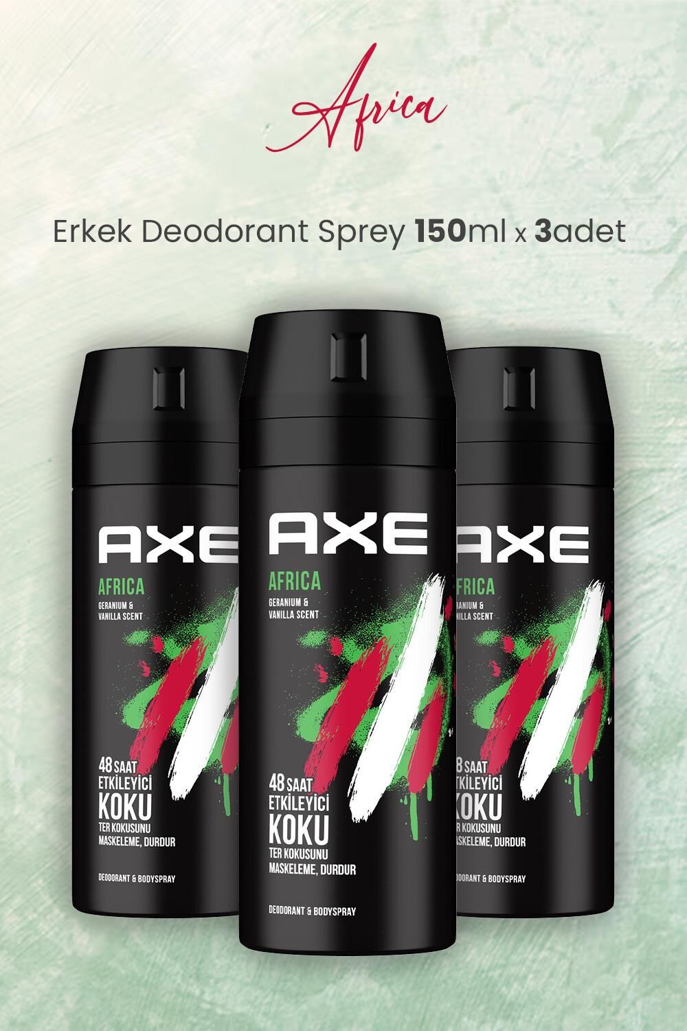 Axe Africa Erkek Deodorant Sprey 150 ml x 3 Adet