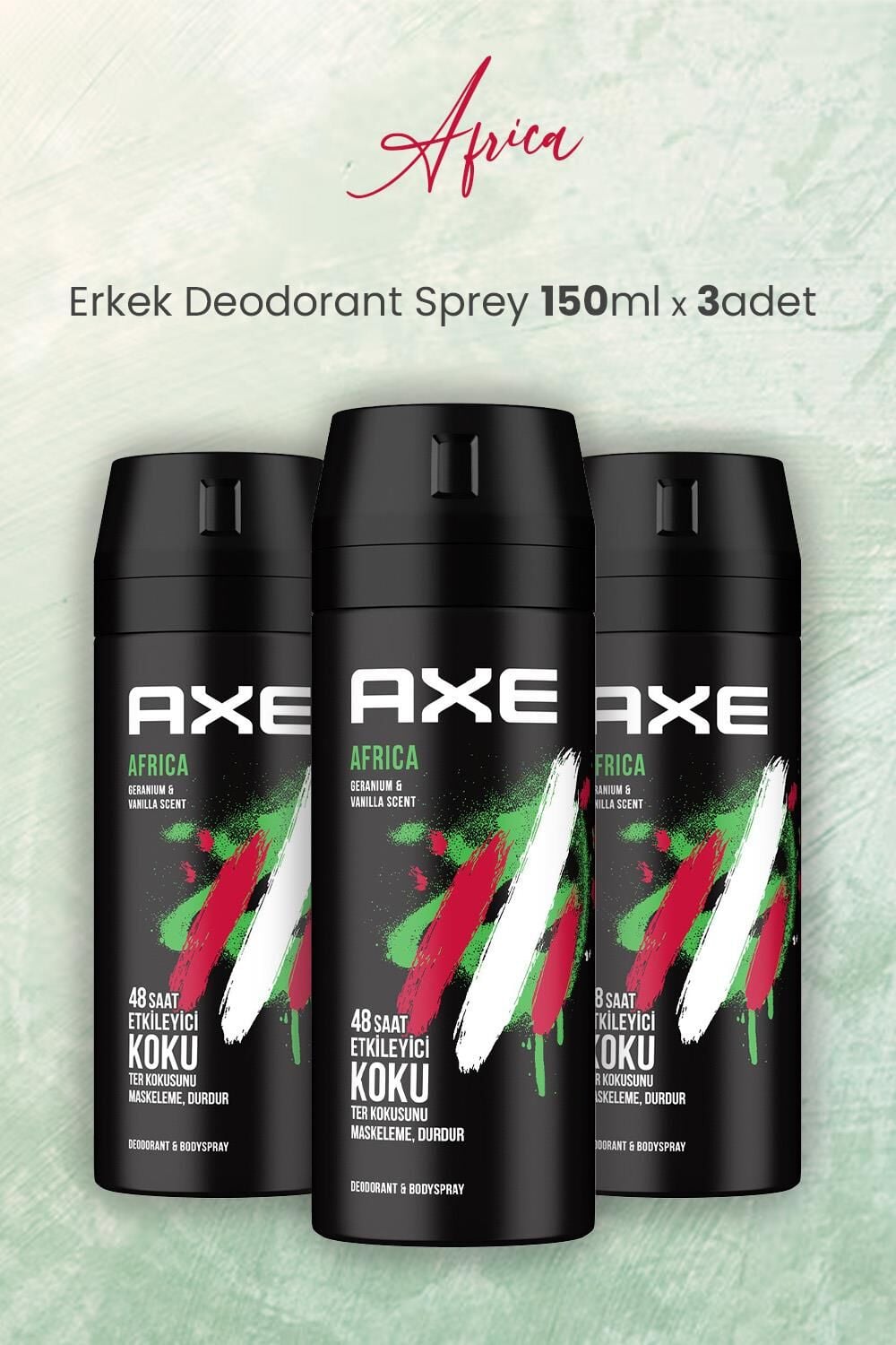 Axe Africa Erkek Deodorant Sprey 150 ml x 3 Adet