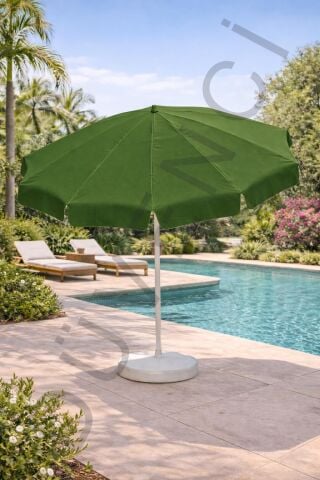 Yeşil Plaj Şemsiyesi 200 cm çap /10 telli, Polyester Kumaş