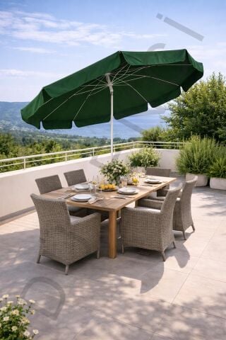 Yeşil Plaj Şemsiyesi 200 cm çap /10 telli, Polyester Kumaş