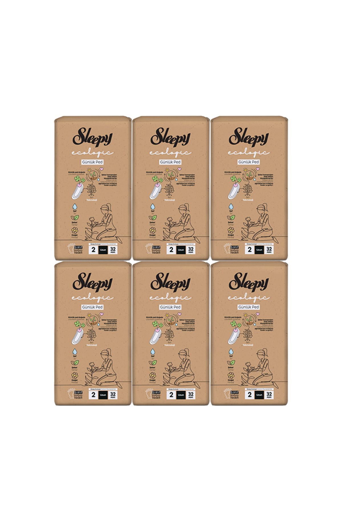 Sleepy Ecologic Premium Plus Günlük Ped Uzun 32'li (6 Paket) Ped