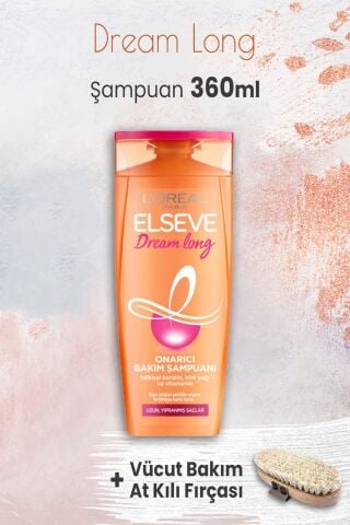 Elseve Dream Long Onarıcı Şampuan 360 ml ve Vücut Bakım At Kılı Fırçası