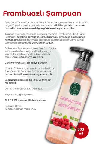 Eyüp Sabri Tuncer Frambuazlı Saç Maskesi 250 ml, Şampuan 500 ml, Saç Toniği 500 ml ve ROSIE