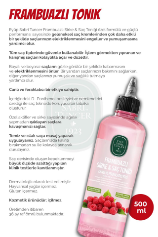 Eyüp Sabri Tuncer Frambuazlı Saç Maskesi 250 ml, Şampuan 500 ml, Saç Toniği 500 ml ve ROSIE