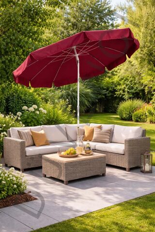 Bordo Plaj Şemsiyesi 200 cm çap /10 telli, Polyester Kumaş