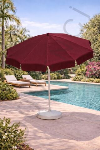 Bordo Plaj Şemsiyesi 200 cm çap /10 telli, Polyester Kumaş