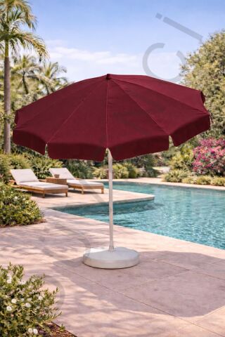 Bordo Plaj Şemsiyesi 200 cm çap /10 telli, Polyester Kumaş