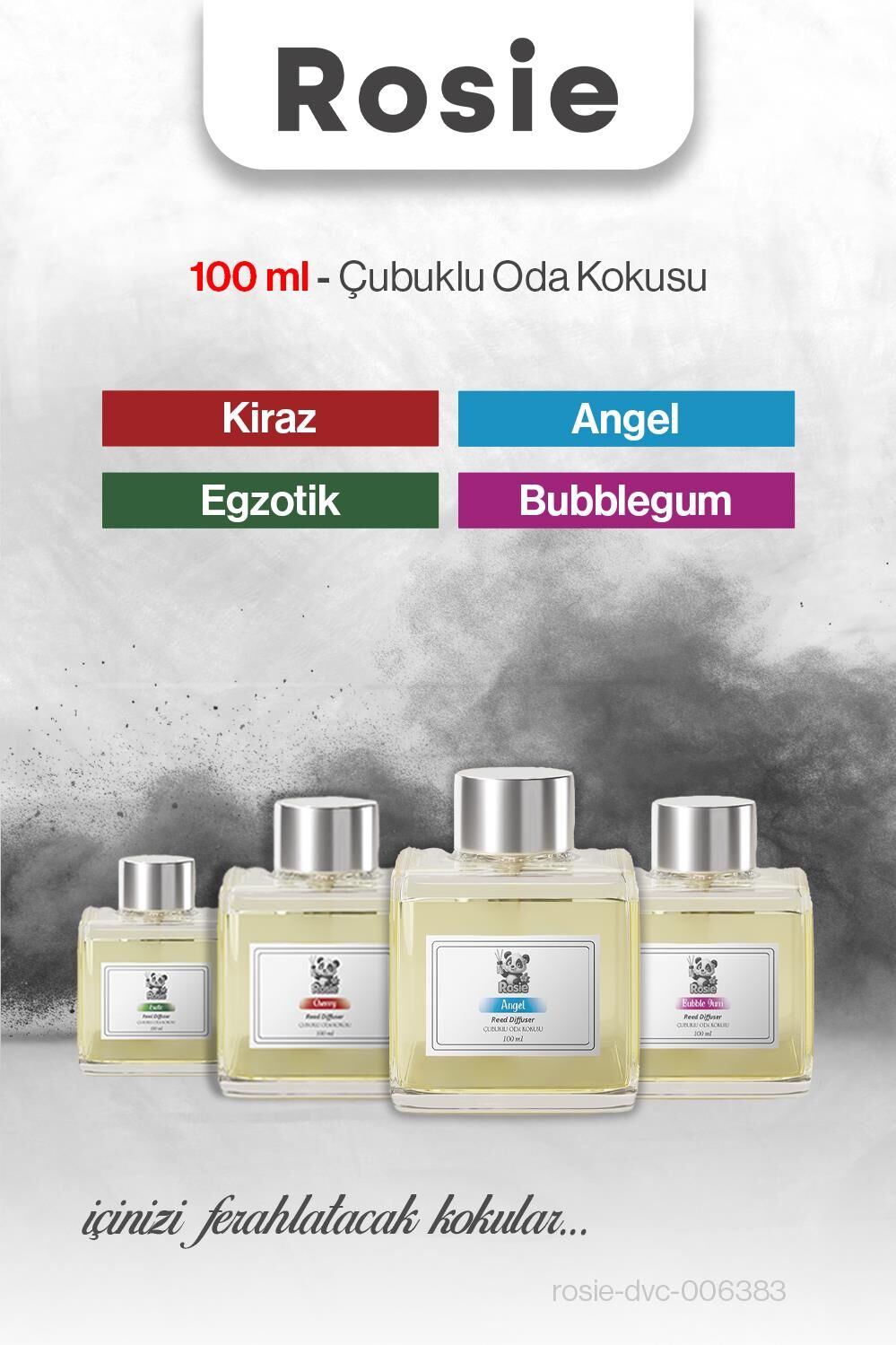 4'lü ROSIE Egzotik, Kiraz, Bubblegum ve Angel Oda Kokusu 100 ml