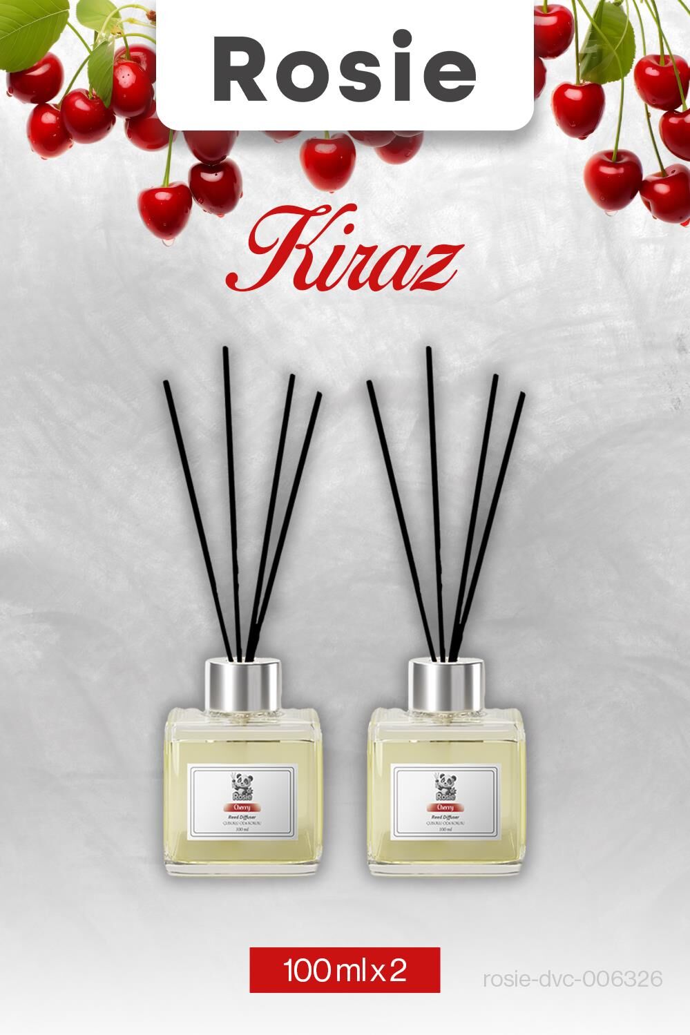 2 Adet Kiraz Rosie Çubuklu Oda Kokusu 100 ml