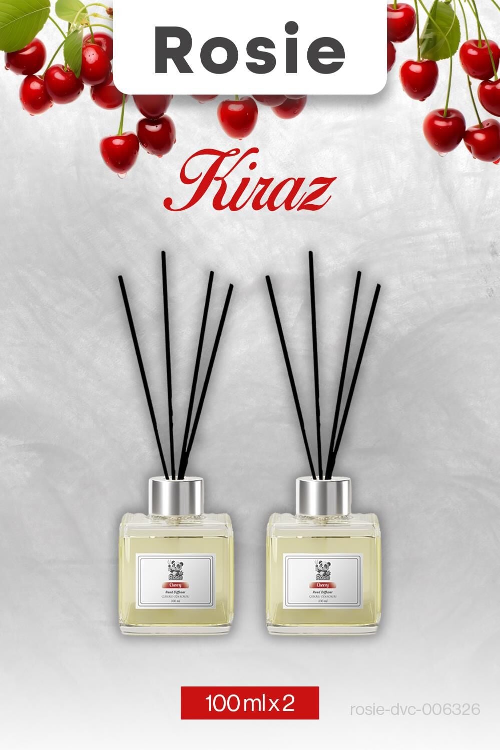 2 Adet Kiraz Rosie Çubuklu Oda Kokusu 100 ml