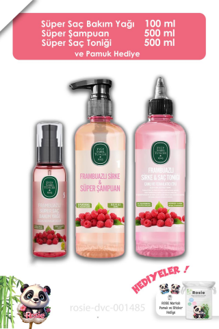 Eyüp Sabri Tuncer Frambuazlı Saç Yağı 100ml, Şampuan 500 ml, Tonik 500 ml ve ROSIE