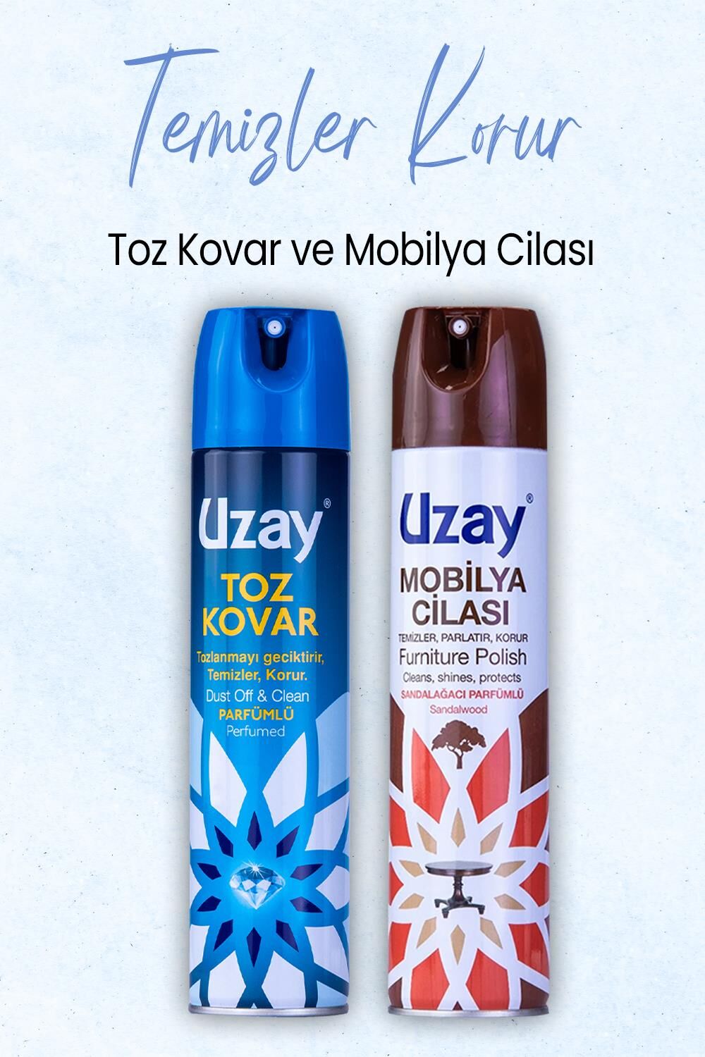 Uzay Toz Kovar Parfümlü 300 ml ve Mobilya Cilası Sandalağacı 300 ml