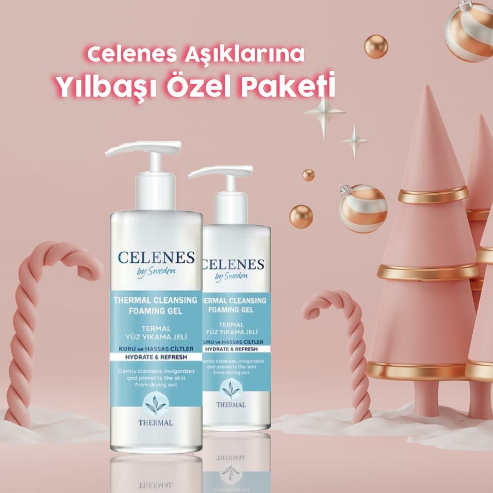 Celenes By Sweden Yılbaşı Paketi Thermal Temizleme Jeli Kuru ve Hassas Ciltler 250 ml x 2