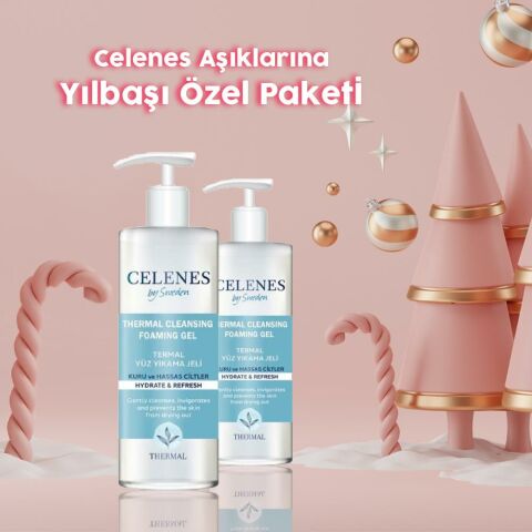 Celenes By Sweden Yılbaşı Paketi Thermal Temizleme Jeli Kuru ve Hassas Ciltler 250 ml x 2