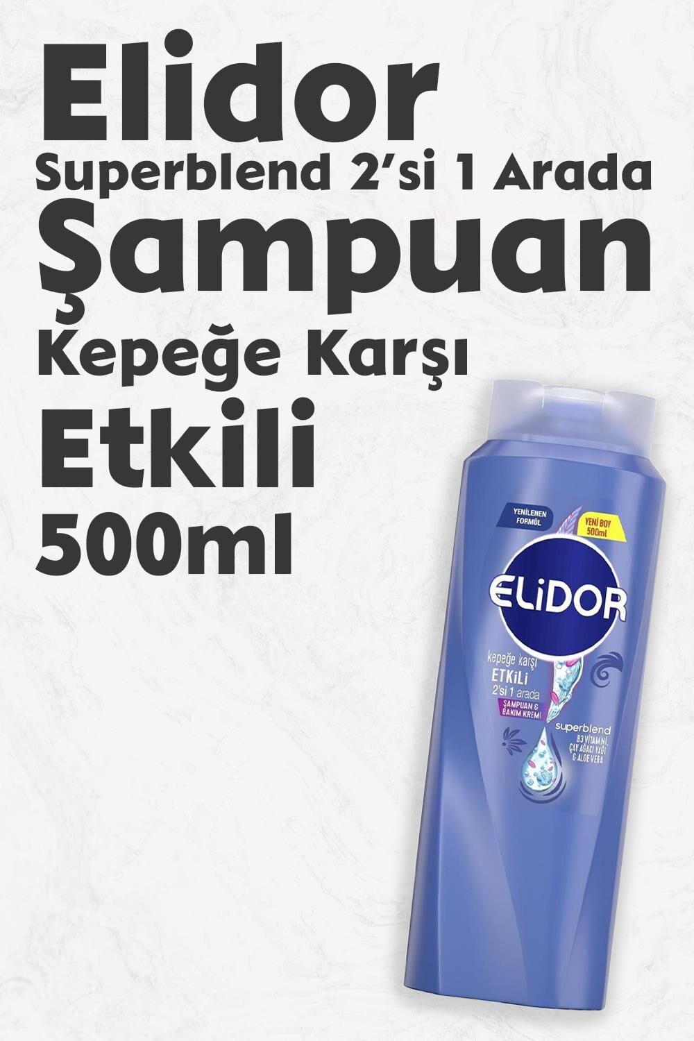 Elidor Superblend 2'si 1 Arada Şampuan ve Saç Bakım Kremi Kepeğe Karşı Etkili B3 Vitamini 500 ML