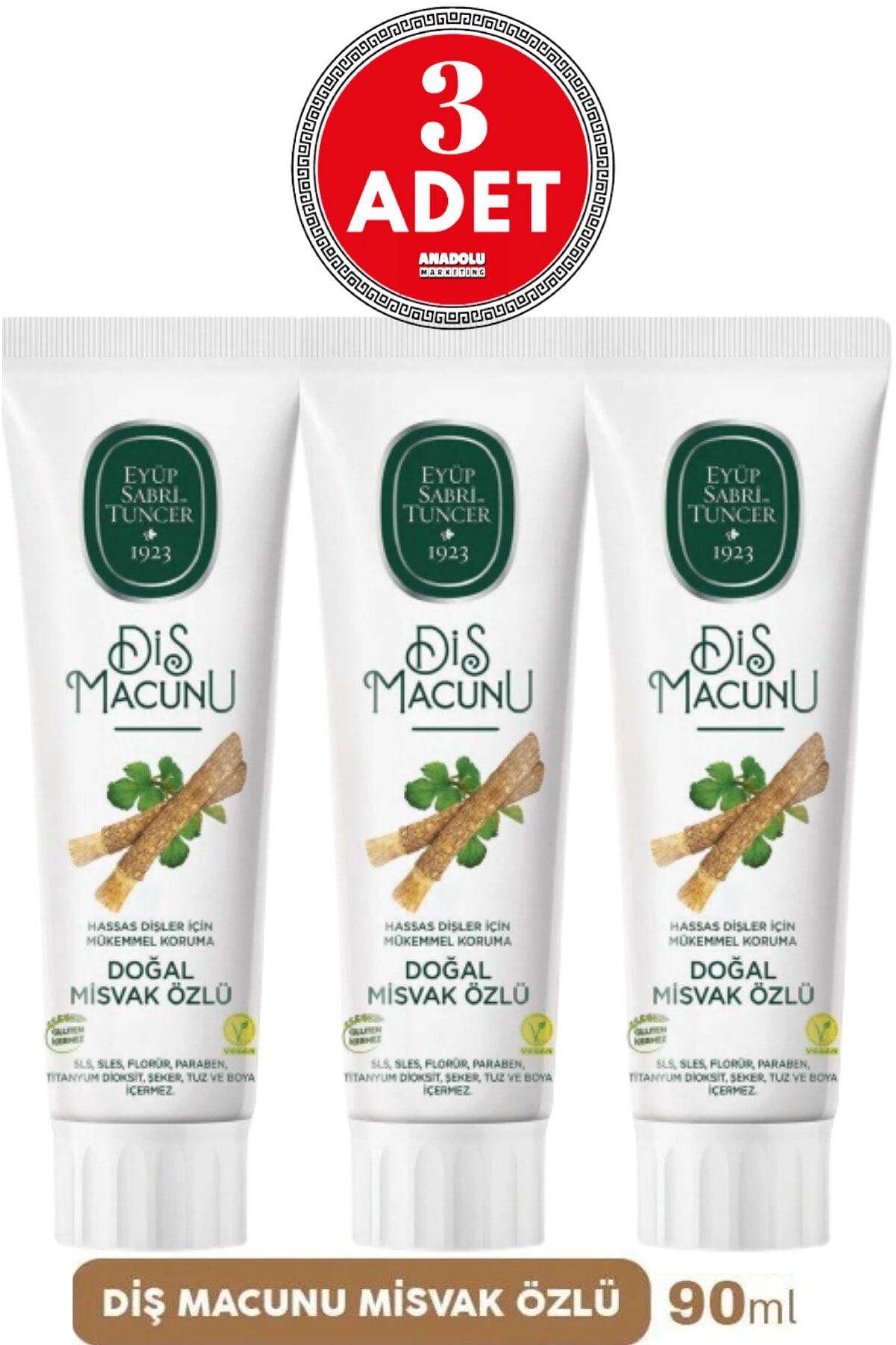 Eyüp Sabri Tuncer Diş Macunu Misvak Özlü 90 ml x 3 Adet