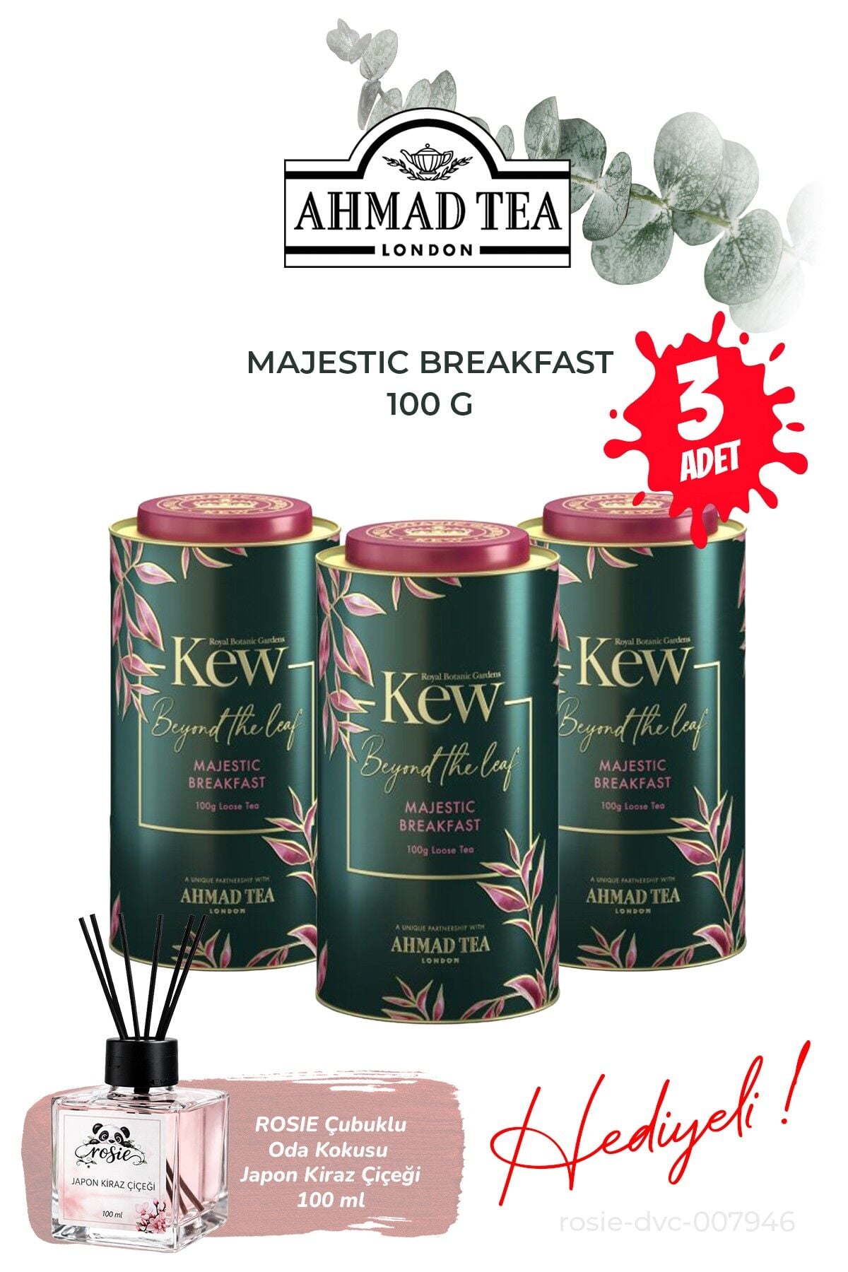 3 Kutu 100 G Kew Garden Majestic English Breakfast ve Oda Kokusu