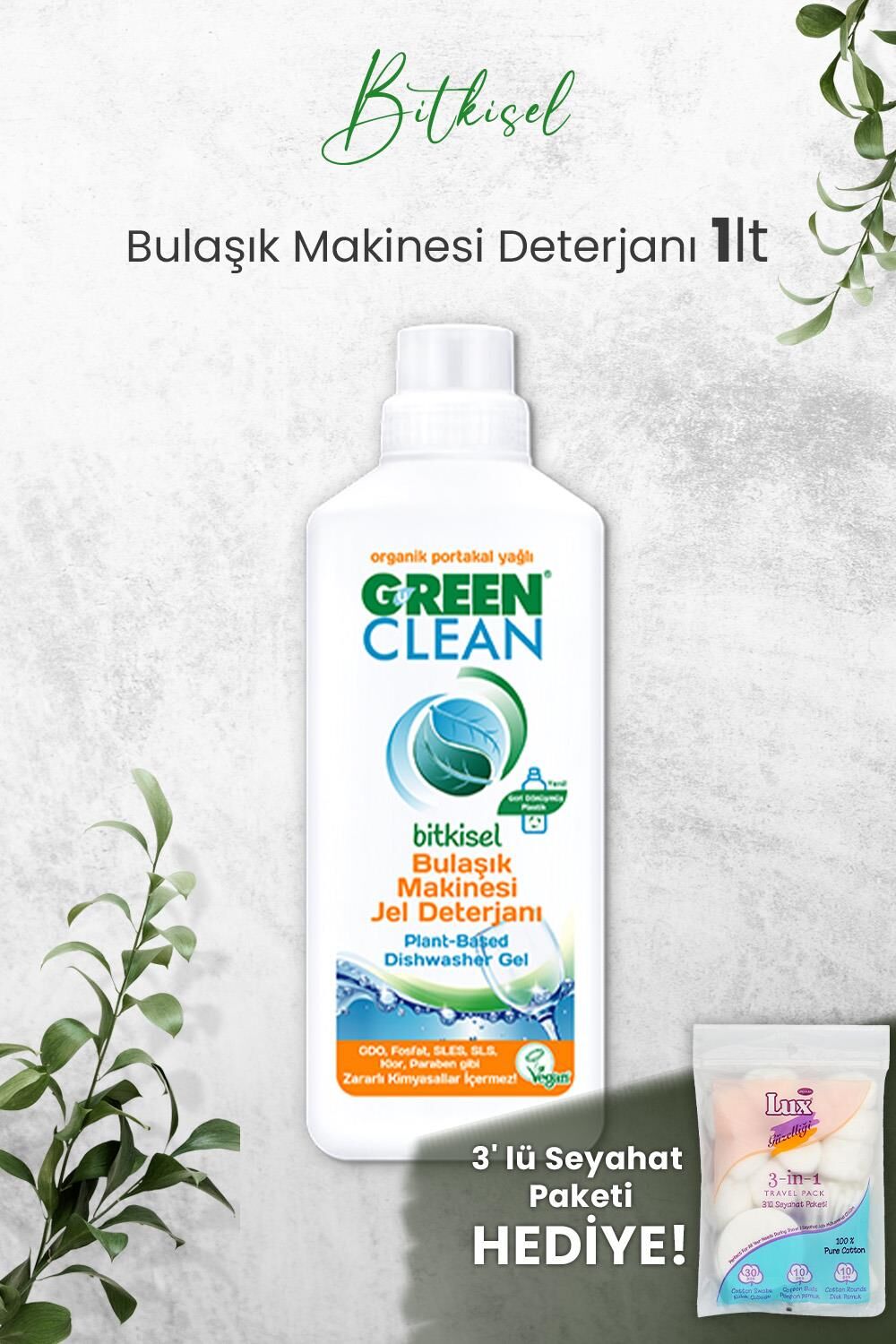 U Green Clean Bulaşık Makinesi Jel Deterjan 1 L ve Hediyeli
