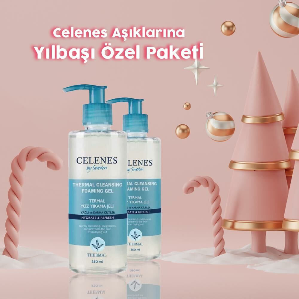 Celenes By Sweden Yılbaşı Paketi Thermal Temizleme Jeli Yağlı ve Karma Ciltler 250 ml x 2